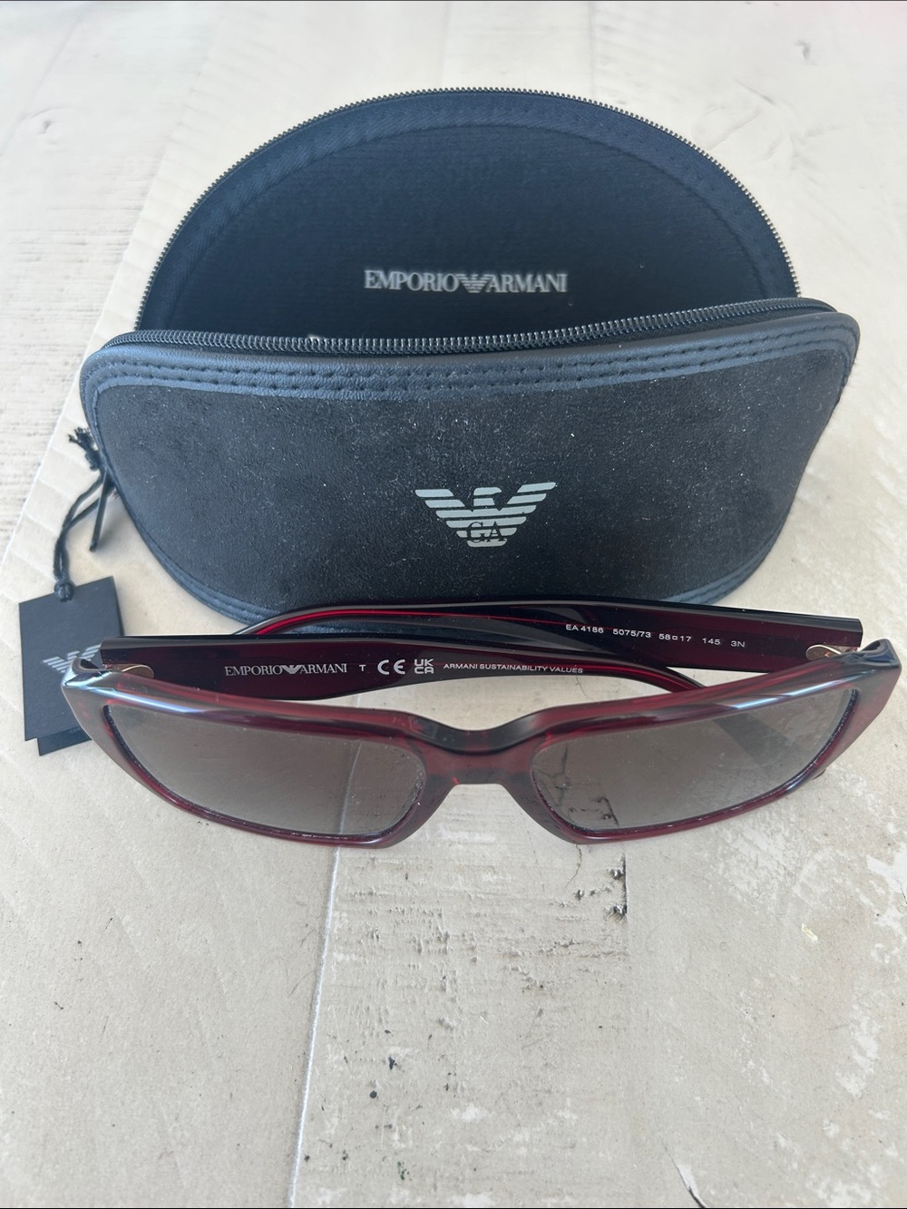 Emporio Armani Women's/Mens red whine rectangular lens. Comes with case.